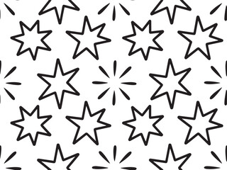 Obraz premium Seamless pattern of stylized stars on a white background.