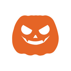 Halloween pumpkin scary face icon silhouette with angry eyes and zigzag smile for spooky October night vector illustration art design.