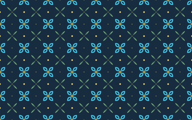 Colorful grid seamless pattern. Dark Floral folk background style for wallpaper, textiles, and home decor applications