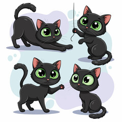 Collection of cute cats Black kittens