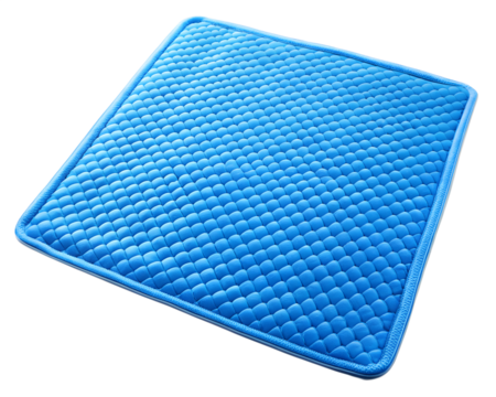 A blue quilted mat with a textured pattern isolated on a transparent background