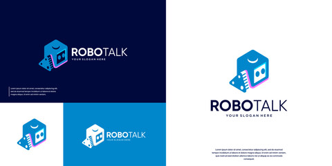 Assistant robot with a combination of chat bubbles, modern technology, and vector design illustrations.
