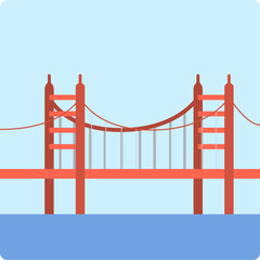 Stylized illustration of the golden gate bridge in a flat design style