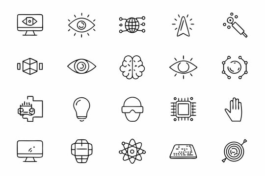 A sleek and conceptual icon bundle showing visionary tools, futuristic screens, and innovation workflows. Great for pitch decks, concept art, sci-fi apps, and creative UI kits