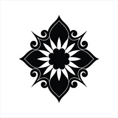 Vintage Flower Emblem Silhouette Design