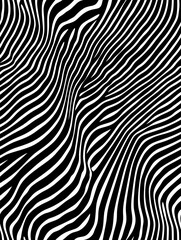 Abstract Zebra Stripes: An optical illusion created by bold black and white lines, reminiscent of zebra stripes, forming a dynamic pattern that commands attention.