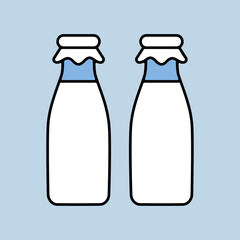 Two milk bottle vector icon