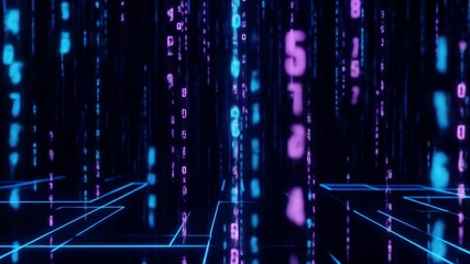 Digital Data Stream: Abstract Binary Code Flowing in Cyberspace - Powered by Adobe