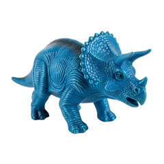 Fototapeta premium Blue triceratops toy against dark background