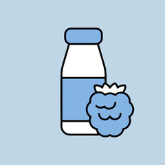 Yoghurt bottle with flavor raspberry vector icon