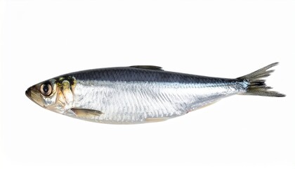 Fototapeta premium Single Fresh Herring Fish Isolated White Background Seafood