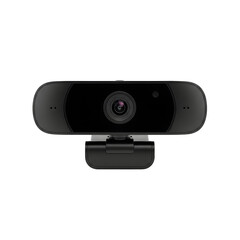 Modern webcam device against black backdrop