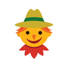 scarecrow head with hat and smile
