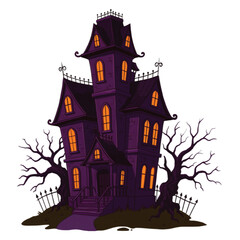 Spooky haunted house at night, perfect for Halloween