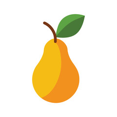 pear with stem and leaf in autumn tones