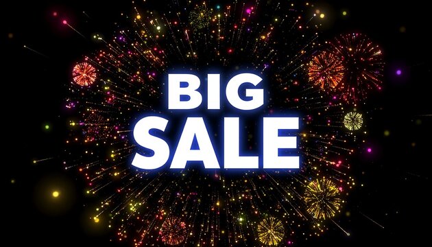 Fireworks explosion graphic with "BIG SALE" text