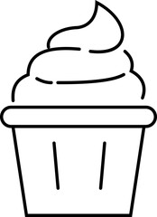 Ice cream silhouette outline icon. Ice cream icon clipart in cup, glass isolated on transparent background. Vector element for minimal summer design, sweet snack illustration or logo.