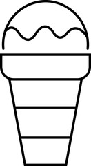 Ice cream silhouette outline icon. Ice cream icon clipart in cup, glass isolated on transparent background. Vector element for minimal summer design, sweet snack illustration or logo.