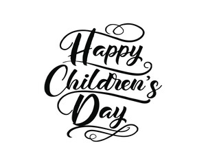 Elegant Happy Childrens Day Calligraphy Design