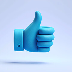3D Blue Thumbs Up Icon on Light Background