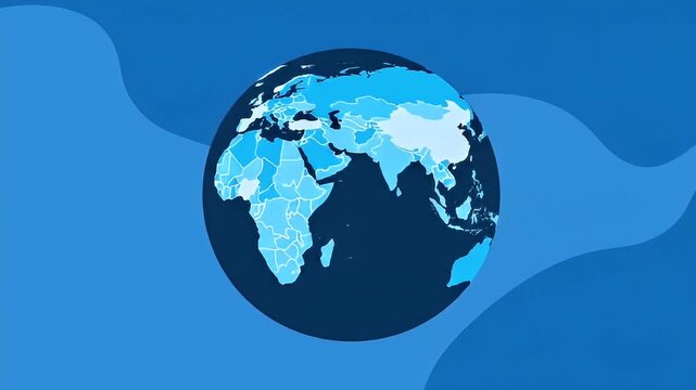 Abstract earth globe with global continent details on wavy gradient backdrop