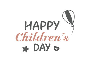 Happy Childrens Day greeting card design with balloon and star