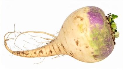 Fresh Organic Turnip Root Vegetable with Long Taproot and Purple Top