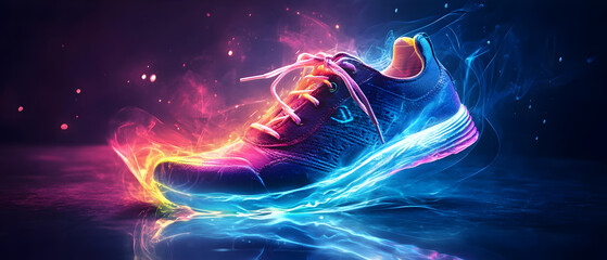 Ultra HD The electrifying sneaker image a vibrant sneaker photo glowing sneaker picture colorful fire flame around the sneaker image power of a shoe photo power of the running shoes photo
