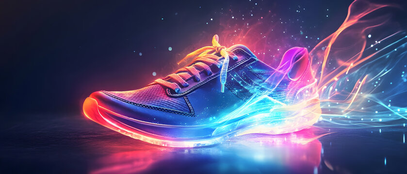Ultra HD The ultimate glowing sneaker poster image fire flame around the sports shoe image electrifying shoes photo colorful fire on the sneaker image colourful fire around the sneaker image