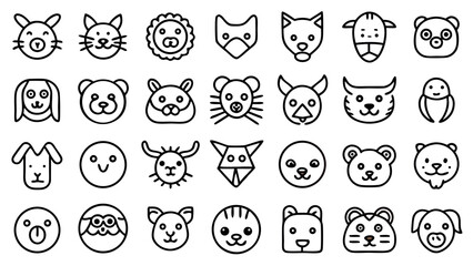 Simple Animal Icons Minimalist Black Outline Designs
