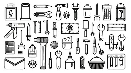 Minimalist Workshop Tool Icons – Black Outline Collection