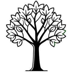 Fototapeta premium Tree with fresh green leaves vector featuring floral and seasonal elements, perfect for prints, web, or digital design.