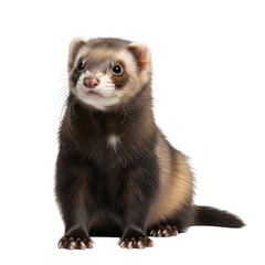 Adorable ferret portrait on black backdrop