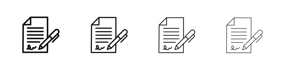 Document signed icon in modern stroke line style. Vector 10 eps