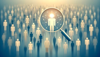 Spotlight on Talent: Finding the Right Fit in a Sea of Diversity, Ideal for: Recruitment campaign visuals, talent acquisition presentations, HR tech platform banners