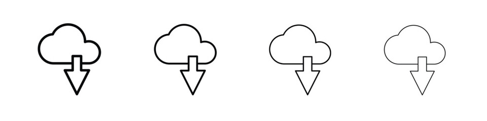Cloud download icon in modern stroke line style. Vector 10 eps