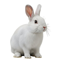 White rabbit sitting on a black background