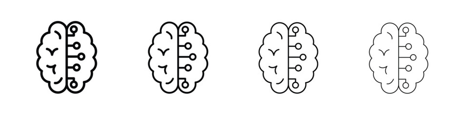 Brain circuit icon in modern stroke line style. Vector 10 eps