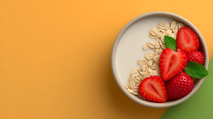 Enjoy a delicious bowl of fresh strawberries and oats for a healthy vibrant start