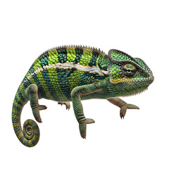 Fototapeta premium Detailed chameleon portrait against a black background