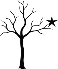 Obraz premium Spooky Bare Tree with a Single Glowing Christmas Ornament