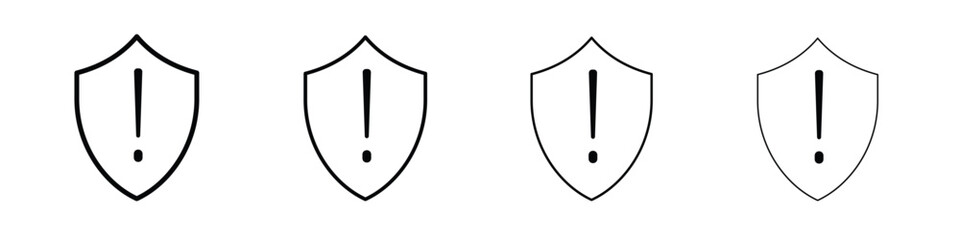 Shield exclamation icon in modern stroke line style. Vector 10 eps