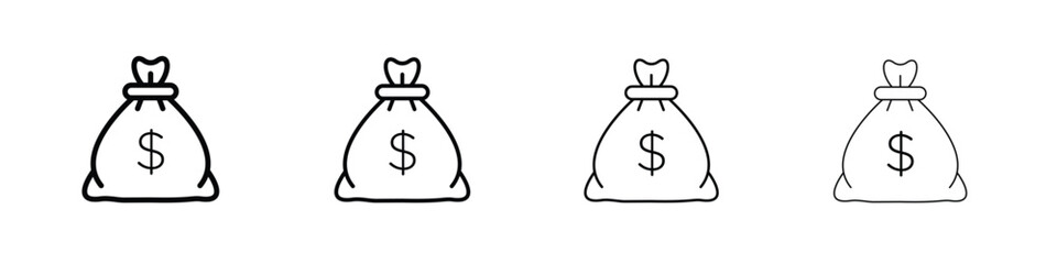 Money bag icon in modern stroke line style. Vector 10 eps