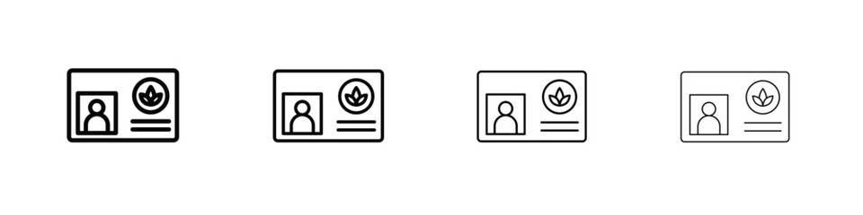 Medical marijuana card icon in modern stroke line style. Vector 10 eps