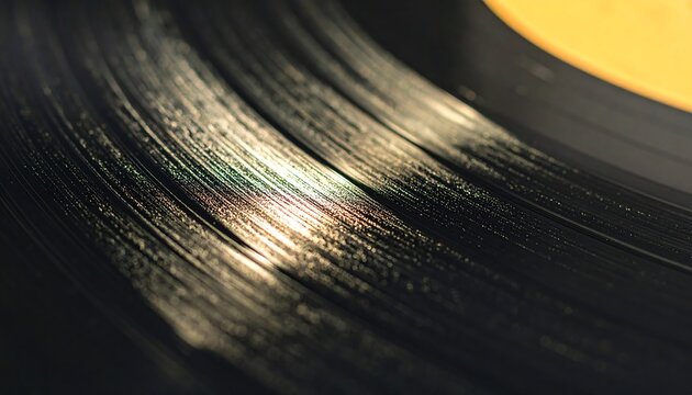 Close-up vinyl record grooves - Powered by Adobe