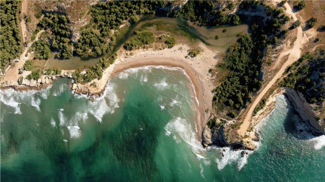 Coastal cove beach aerial view