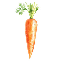 A hand-drawn illustration painting of a carrot set in soft watercolor style, featuring delicate brush strokes, isolated on a white background, artistic, painted design, EPS format, set