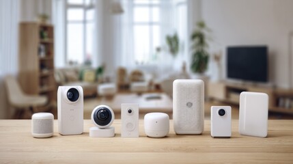 Smart home devices on table