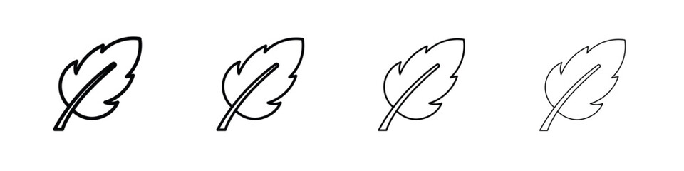 Feather icon in modern stroke line style. Vector 10 eps