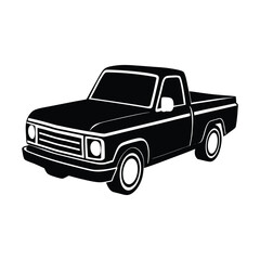 Pickup Truck Silhouette Black Vector Minimal Rugged Transport Heavy Vehicle Utility Icon